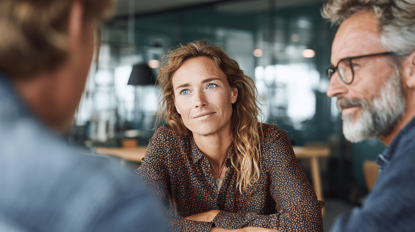 Mediator in gesprek met koppel bij Cander