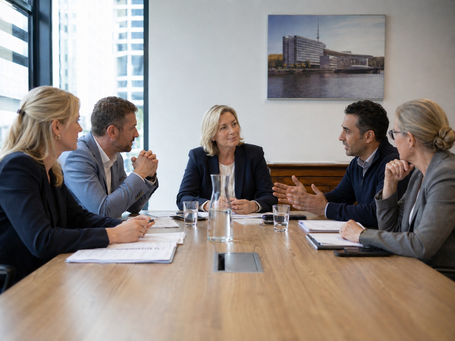 Mediator voert overheidsmediation gesprek met partijen aan tafel