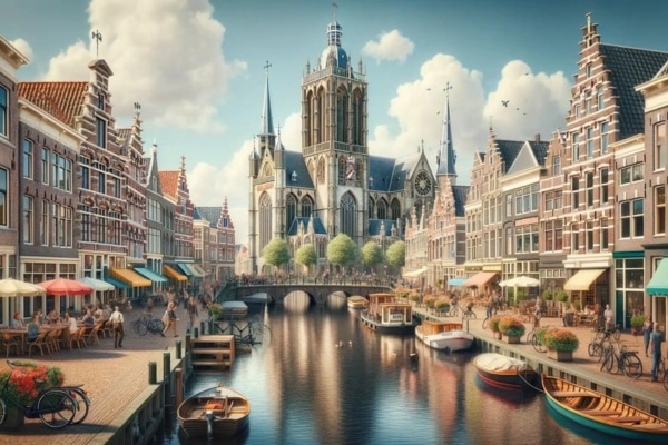 Een vergezicht van de stad Haarlem